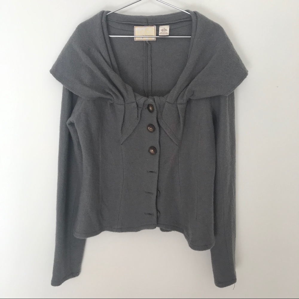 Anthro Guinevere Carved Cove Sweater Boiled Wool M